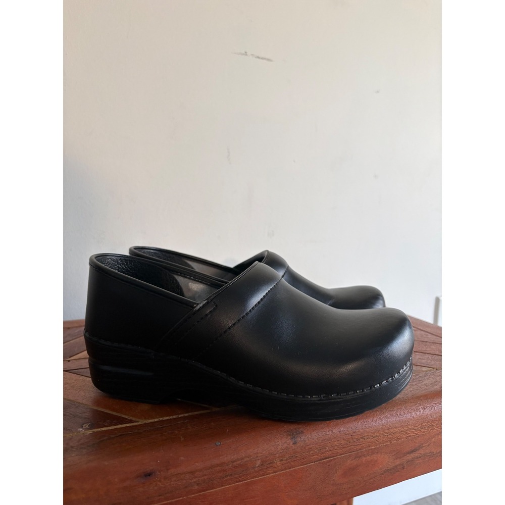 Dansko Professional Clogs Black Box Leather Slip On Shoes Womens 40 9.5-10.5